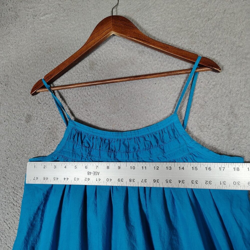 Black Halo Zinnia Maxi Dress Women's L Blue Tiered Ruffle Front Slit Sleeveless - Picture 6 of 12